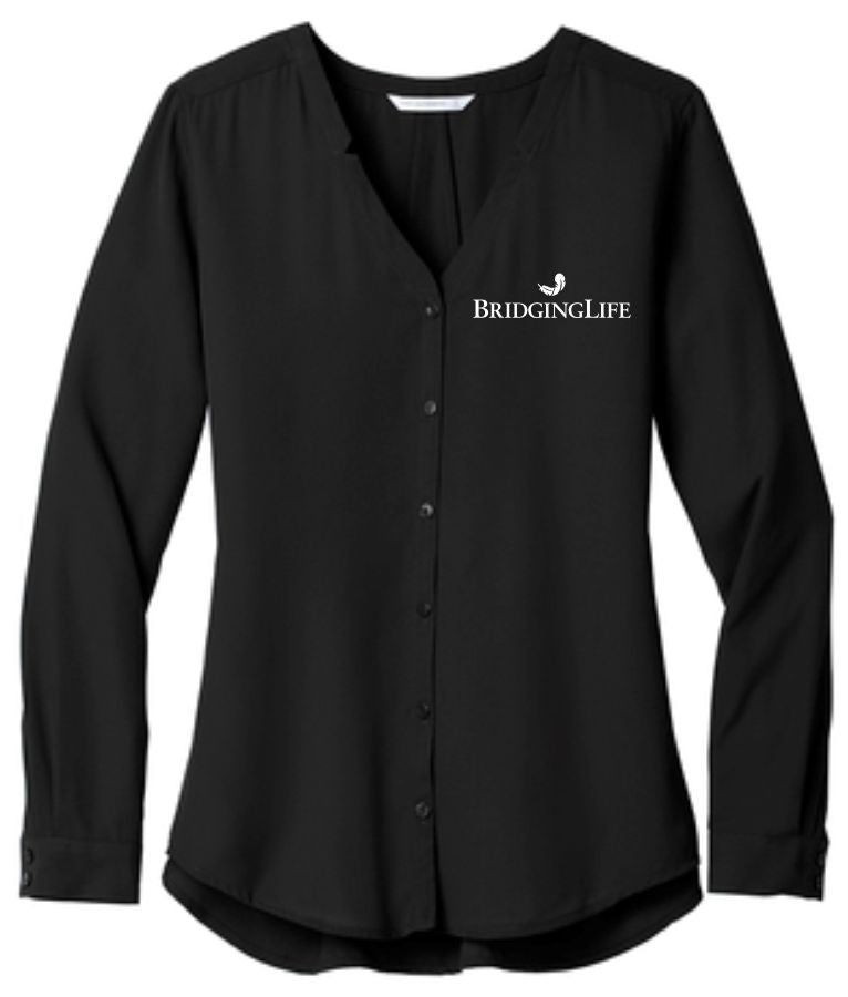 Women's Long Sleeve Button-Front Blouse